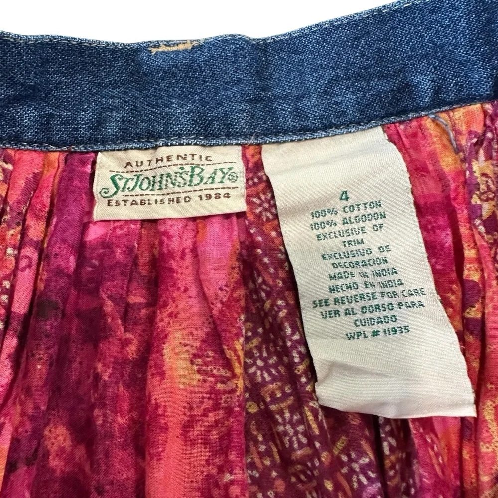Vintage St. John's Bay Boho Cottagecore Flowy Patchwork Pattern Maxi Skirt, 4 - Picture 7 of 9